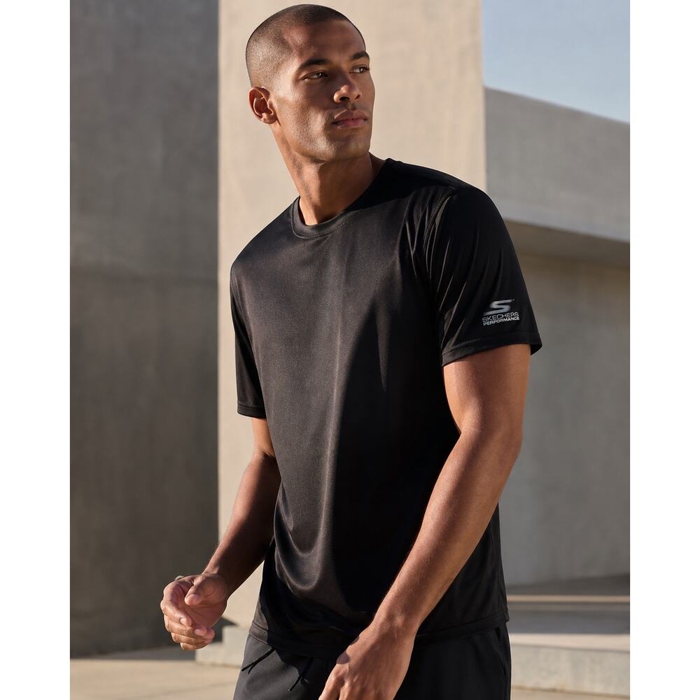 SKECHERS PERFORMANCE Men’s Black Vent Tech Athletic Workout Tee Size Large